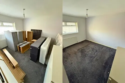 a room after and before clearance