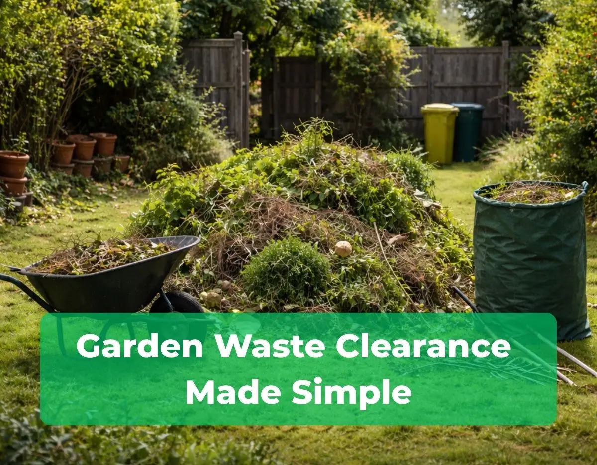 Image shows green waste in a garden