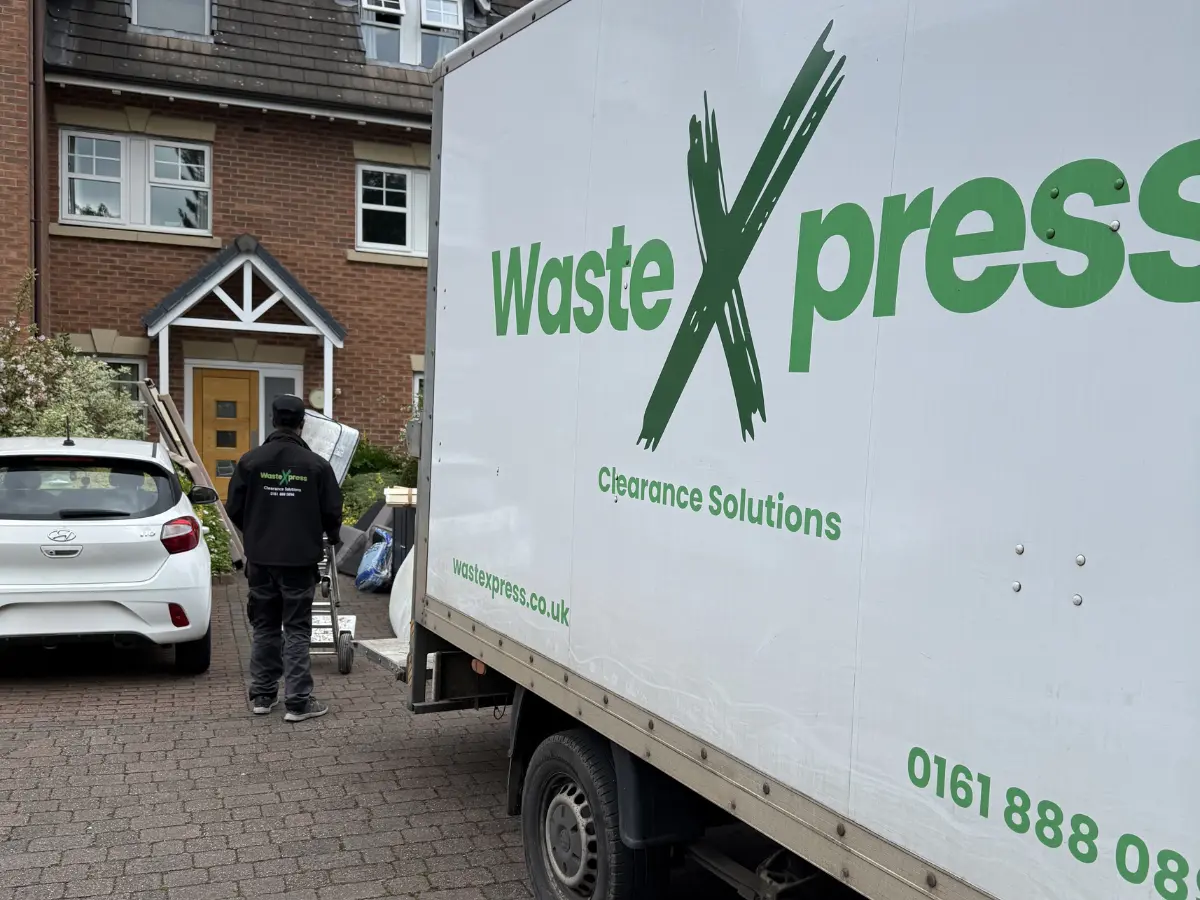 WasteXpress rubbish removal team arriving at a residential property in Bolton for a same-day waste collection service.