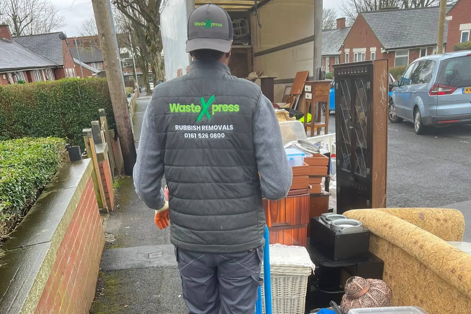 Flat clearance team working in a Manchester city centre apartment.