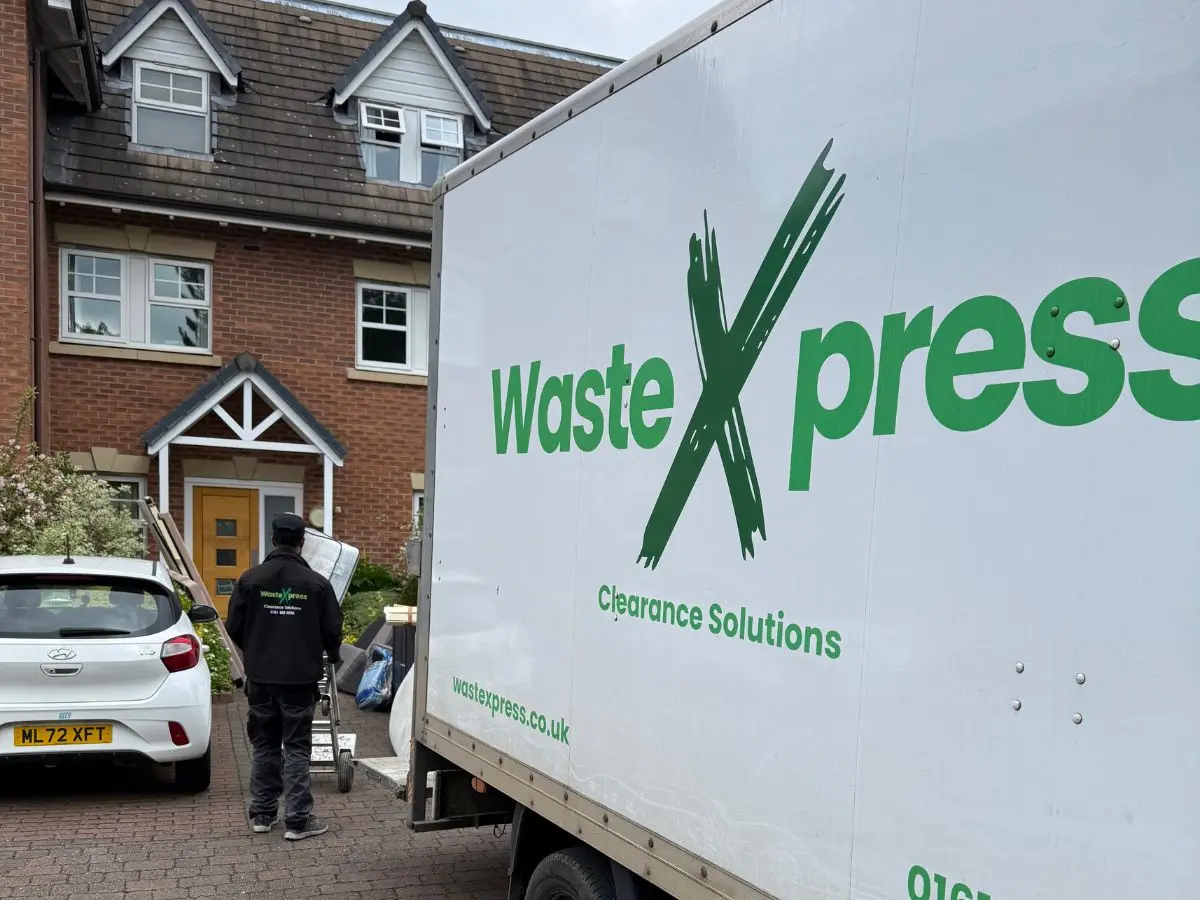 Licensed WasteXpress waste carrier collecting household rubbish for responsible disposal.